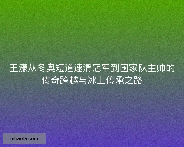 王濛从冬奥短道速滑冠军到国家队主帅的传奇跨越与冰上传承之路 王濛从冬奥短道速滑冠军到国家队主帅的传奇跨越与冰上传承之路